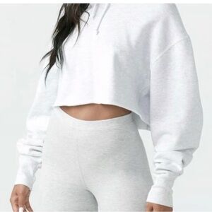 Joah Brown Raw Edge Cropped Hoodie